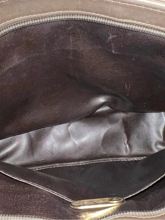 Valentino Garavani Brown Monogram Clutch with Gold V Emblem - Picture 6 of 7